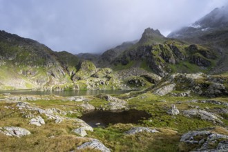 Mountain landscape with Kreuzsee mountain lake, Vienna High Trail, Schober Group, Hohe Tauern