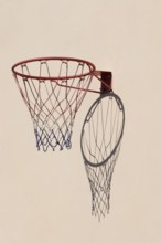 Basketball hoop with shadow cast on a white wall