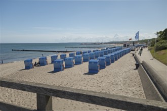 Pier, beach, beach chairs, Kühlunsborn Ost, Baltic Sea, Baltic Sea resort, Kühlungsborn, Rostock