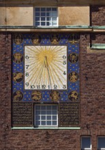 Sundial by Friedrich Wilhelm Kleukens on the Wedding Tower, south side, Mathildenhöhe, UNESCO World