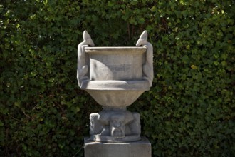Sculpture Jackal Vase by Bernhard Hoetger in the plane tree grove on the Mathildenhöhe, UNESCO