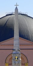 Alice monument, also known as Alice obelisk, in front of the dome of St Ludwig's, the main Catholic