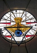 View of the dome apex with Trinity window by Rudolf Hoflehner, Ludwigskirche, St Ludwig, Darmstadt,