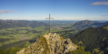 Panorama from the Rubihorn, 1957m, into the Illertal, Allgäu, Bavaria, Germany