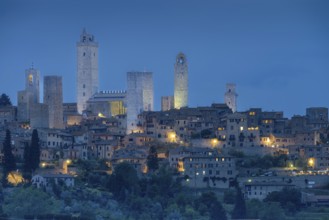 San Gimignano after sunset, Tuscany, Italy