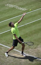 Alexander Zverev GER, action, serve, STUTTGART lettering on grass, tennis, ATP 250, BOSS Open 2025,