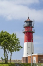 Lighthouse, tree next to it, Büsum, North Sea, Schleswig-Holstein, Germany