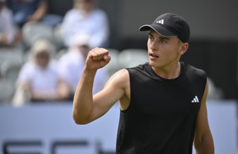 Justin Engel GER Cheers Emotion Gesture Gesture Tennis, ATP 250, BOSS Open 2025, Stuttgart,