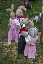 Easter bunnies made by kindergarten children, Leinburg, Middle Franconia, Bavaria, Germany