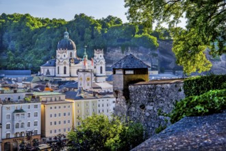 View from the Kapuzinerberg to the historic city centre with the Kollegienkirche, Salzburg,