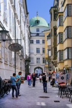 Hofgasse in the historic city centre with the Hofburg Imperial Palace, Innsbruck, Inntal, Tyrolean