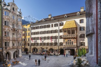 Herzog-Friedrich-Strasse in the historic city centre with the Helblinghaus and the Golden Roof,