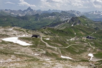 View of the Allgäu Alps from the Nebelhorn, Hochvogel in the background, Oberstdorf, Oberallgäu,