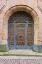 Archbishop's Ordinariate door, ornate historic door under an embossed round arch, Freiburg im