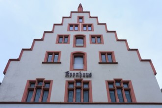 Kornhaus, north-west corner of Freiburg Minster Square, historic building with striking stepped