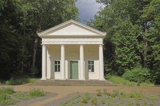 UNESCO Georgium, classical flower garden house with columns, temple, Dessau-Wörlitz Garden Kingdom,