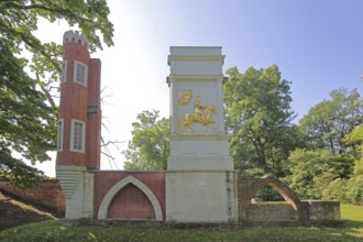 Gustavusburg, Swedish house and monument to Swedish King Gustav II Adolf, Sweden, golden equestrian