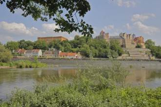 View of Carolinum castle and grammar school with river Saale, Renaissance, landmark, Saale valley,