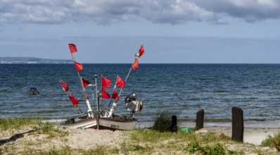 Wooden boats on the beach at Binz, Rügen, Mecklenburg-Western Pomerania, Germany