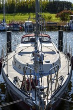 Jetty and landscape at Lake Neuensien in Seedorf, Rügen, Mecklenburg-Western Pomerania, Germany