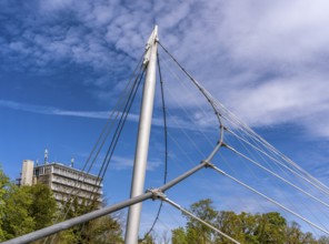 Balcony facing the sea, bridge from the Sassnitz circular path at the harbour, Sassnitz, Rügen,