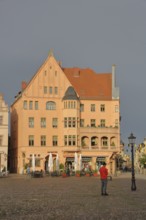 Historic building built in 1908 on the market square, mood lighting, pedestrian, Luther city