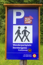 Information board at the Premium Trail Dornberg Pass hiking car park, GEO nature park Park Frau