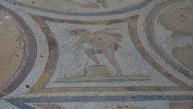 Ancient mosaic with a winged figure, artistically designed, Archaeological Site, Western