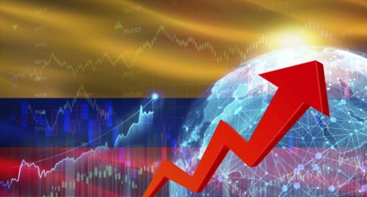 Global financial growth with Colombia flag. Financial growth with Colombia flag on economic