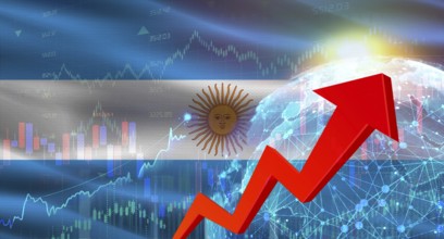 Global financial growth with Argentina flag. Financial growth with Argentina flag on economic
