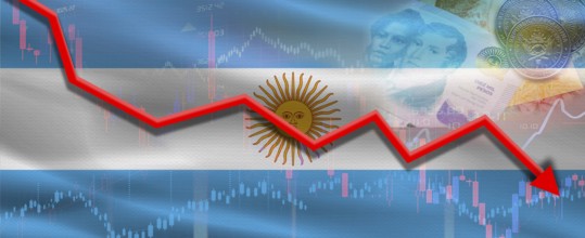 Argentina financial crisis on economic graph. Financial fall of Argentina on economy market