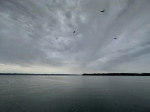 Dark clouds over Lake Starnberg, Bavaria, Germany