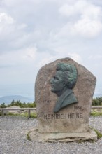 Heinrich Heine memorial, Heine memorial on the summit of the Brocken, summit plateau, granite stone
