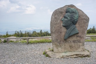 Heinrich Heine memorial, Heine memorial on the summit of the Brocken, summit plateau, granite stone
