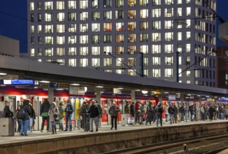 Passengers on the platform, Cologne-Messe/Deutz station, 2nd largest train station in Cologne,