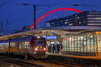 Regional train at Cologne-Messe/Deutz station, 2nd largest train station in Cologne, transfer