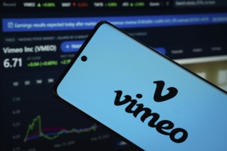 Dhaka, Bangladesh- 17 March 2025: Vimeo logo is displayed on a smartphone screen, with a stock