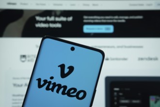 Dhaka, Bangladesh - 17 March 2025: The logo of the Vimeo is displayed on a smartphone screen, and