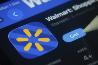 Dhaka, Bangladesh- 01 Dec 2025: A close-up of the Walmart app icon in the App Store on an iPad