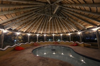 Planet Baobab swimming pool, lodge near the village of Gweta, Makgadikgadi Pans National Park,