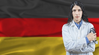 German national health system, Medical professional on Germany flag background