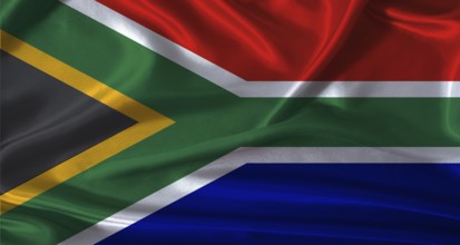 National flag of South Africa with cloth texture. South Africa flag with realistic texture