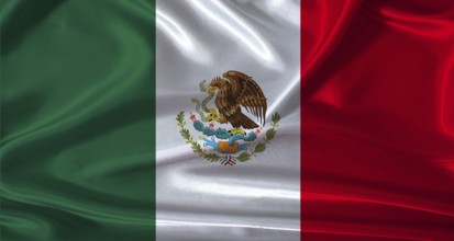 National flag of Mexico with cloth texture. Mexico flag with realistic texture background