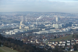 View of Daimler headquarters, Untertürkheim plant, Stuttgart, Baden-Württemberg, Germany
