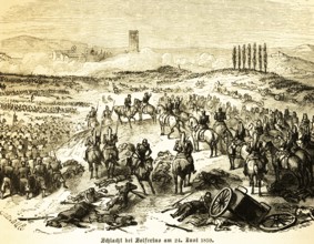 Battle of Solferino on August 24, 1859 leads to the unification of Italy, decisive battle in the
