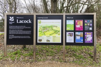 National Trust Information noticeboard at Lacock, Wiltshire, England, UK