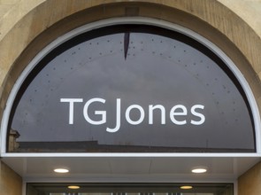 TG Jones shop store sign, Chippenham, Wiltshire, England, UK formerly WH Smith
