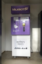 Milkbot milk vending machine run by Avebury Dairy, Avebury, Wiltshire, England, UK