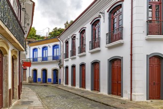 Picturesque streets and buildings in the historic city of Ouro Preto in Minas Gerais, Ouro Preto,