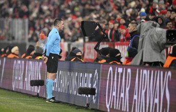 Referee Rade Obrenovic (SVN) in the review area of the VAR, video assistant referee, video